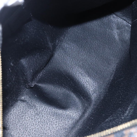 CELINE Macadam Canvas Hand Bag PVC Black Gold Auth 150769