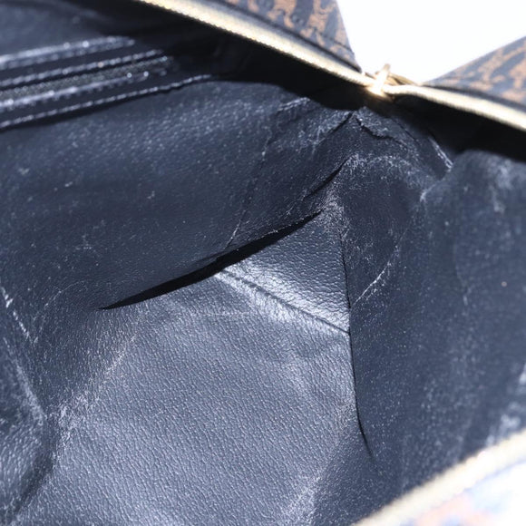 CELINE Macadam Canvas Hand Bag PVC Black Gold Auth 150769