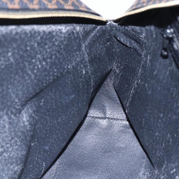 CELINE Macadam Canvas Hand Bag PVC Black Gold Auth 150769