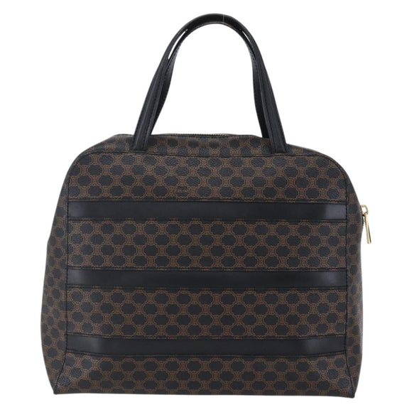 CELINE Macadam Canvas Hand Bag PVC Black Gold Auth 150769