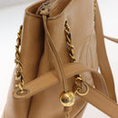 CHANEL Chain Shoulder Bag Caviar Skin Beige Gold CC Auth 150773-9