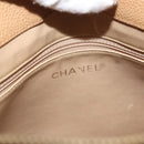 CHANEL Chain Shoulder Bag Caviar Skin Beige Gold CC Auth 150773-18