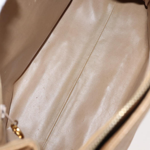 CHANEL Chain Shoulder Bag Caviar Skin Beige Gold CC Auth 150773