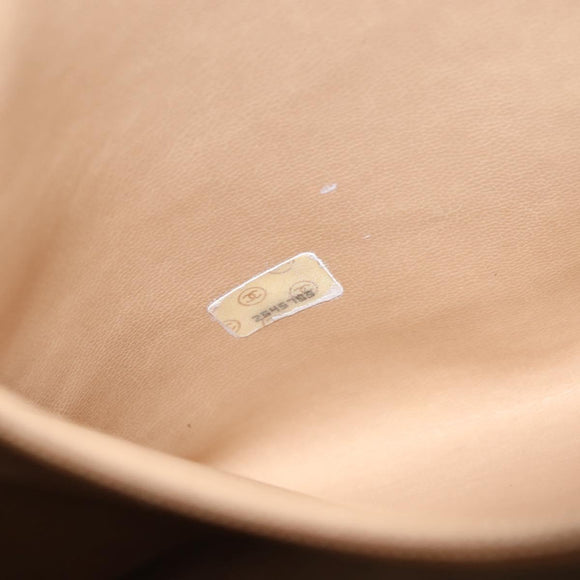 CHANEL Chain Shoulder Bag Caviar Skin Beige Gold CC Auth 150773