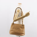 CHANEL Chain Shoulder Bag Caviar Skin Beige Gold CC Auth 150773-23