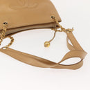CHANEL Chain Shoulder Bag Caviar Skin Beige Gold CC Auth 150773-7