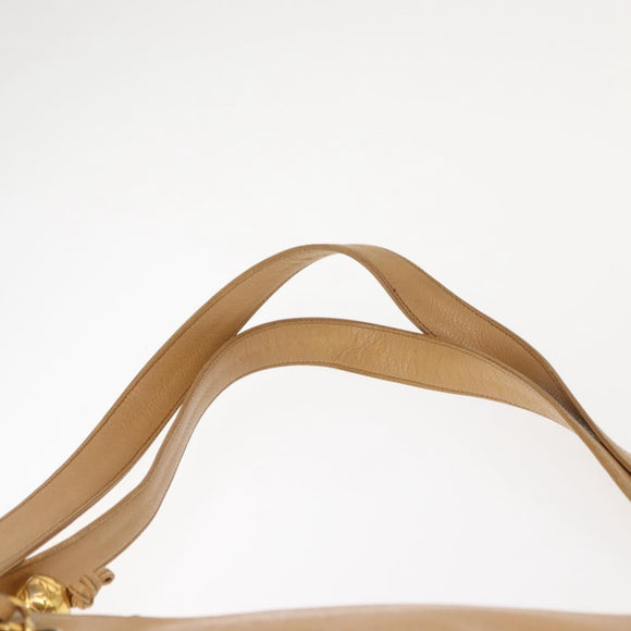 CHANEL Chain Shoulder Bag Caviar Skin Beige Gold CC Auth 150773