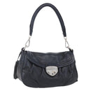 PRADA Shoulder Bag Leather Black Silver Auth 150774-1