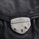 PRADA Shoulder Bag Leather Black Silver Auth 150774-17