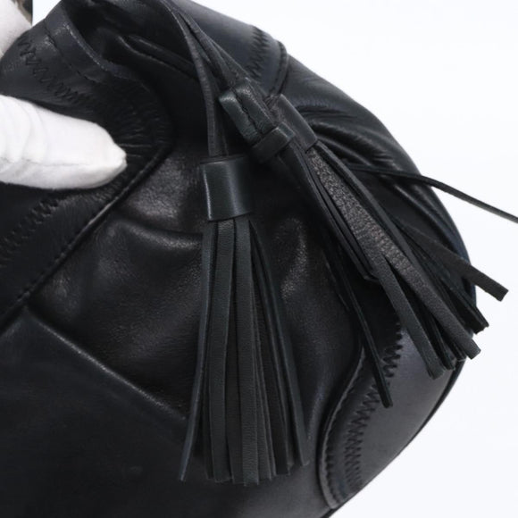 PRADA Shoulder Bag Leather Black Silver Auth 150774