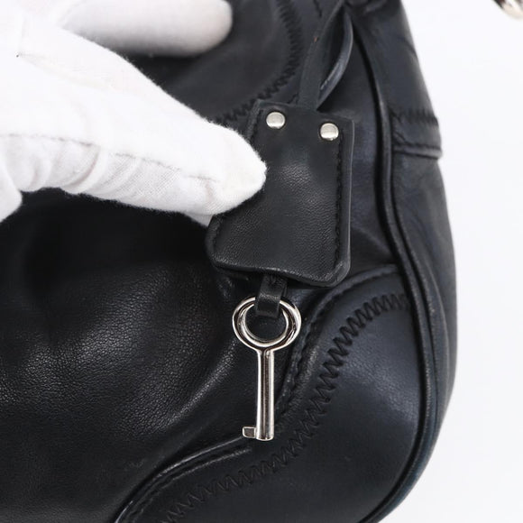 PRADA Shoulder Bag Leather Black Silver Auth 150774