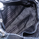 PRADA Shoulder Bag Leather Black Silver Auth 150774-11