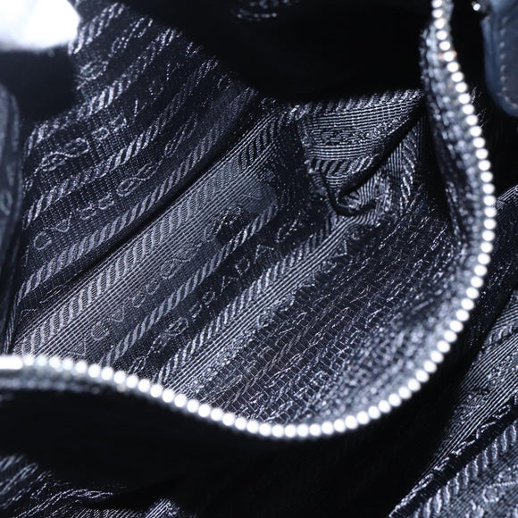 PRADA Shoulder Bag Leather Black Silver Auth 150774