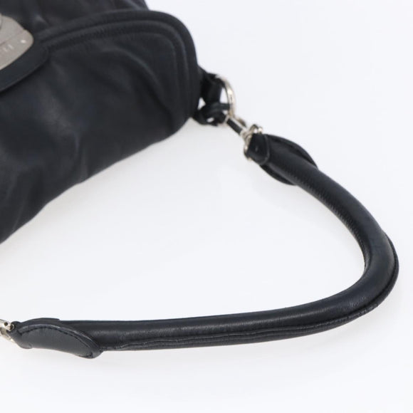PRADA Shoulder Bag Leather Black Silver Auth 150774