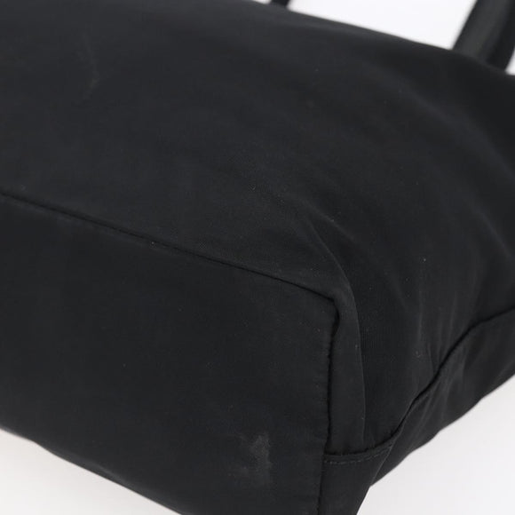 PRADA Tote Bag Nylon Black Silver Auth 150776