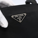 PRADA Tote Bag Nylon Black Silver Auth 150776-17