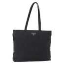 PRADA Tote Bag Nylon Black Silver Auth 150776-1