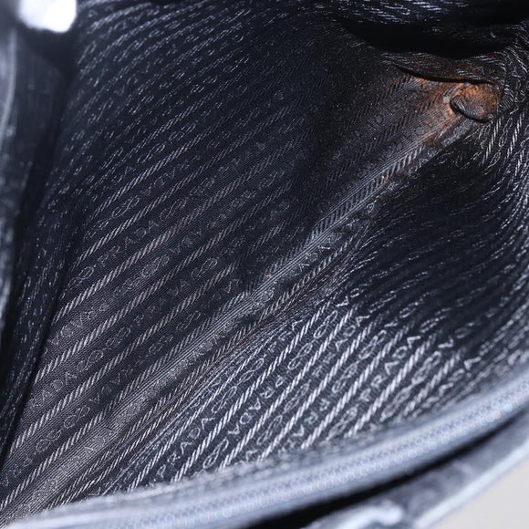 PRADA Tote Bag Nylon Black Silver Auth 150776