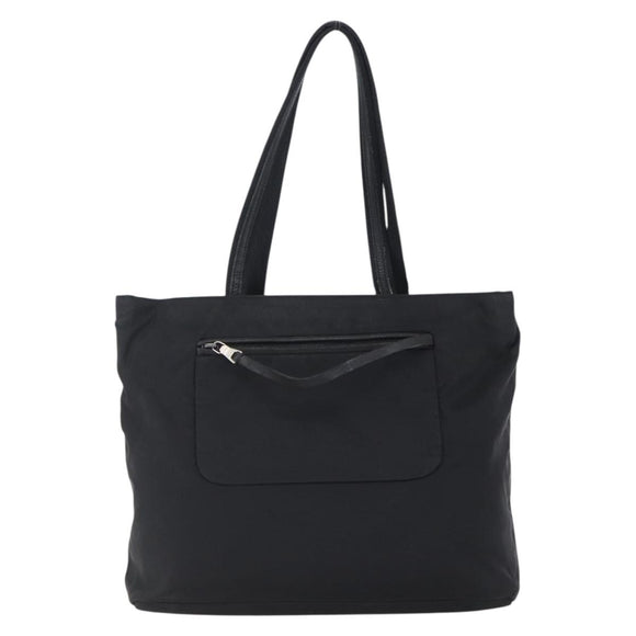 PRADA Tote Bag Nylon Black Silver Auth 150776
