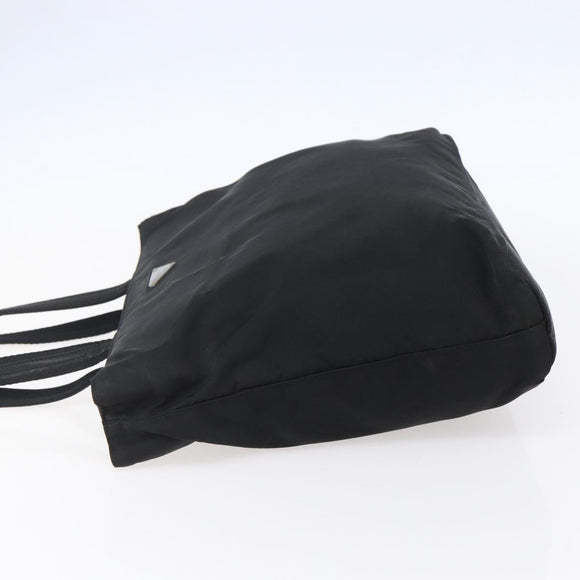 PRADA Tote Bag Nylon Black Silver Auth 150776