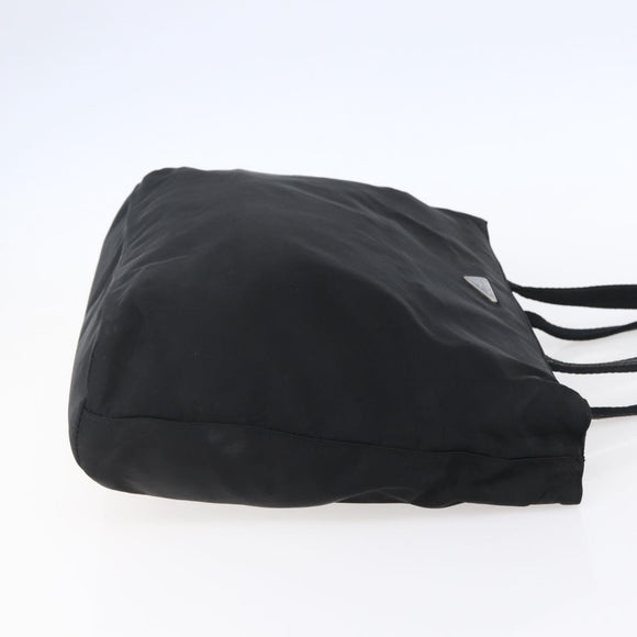 PRADA Tote Bag Nylon Black Silver Auth 150776