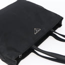 PRADA Tote Bag Nylon Black Silver Auth 150776-6
