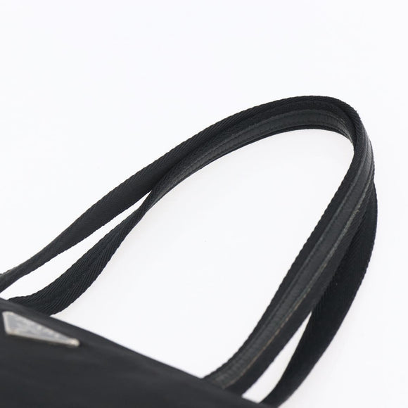 PRADA Tote Bag Nylon Black Silver Auth 150776