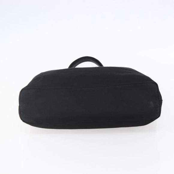 PRADA Tote Bag Nylon Black Silver Auth 150776