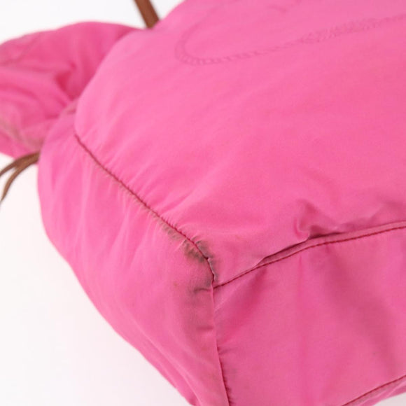 PRADA Tote Bag Nylon Pink Silver Auth 150777