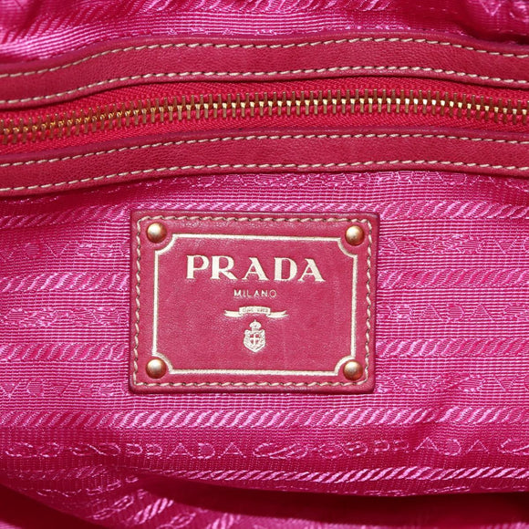 PRADA Tote Bag Nylon Pink Silver Auth 150777