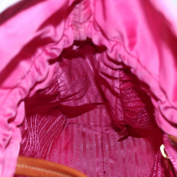 PRADA Tote Bag Nylon Pink Silver Auth 150777