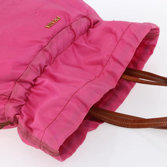 PRADA Tote Bag Nylon Pink Silver Auth 150777