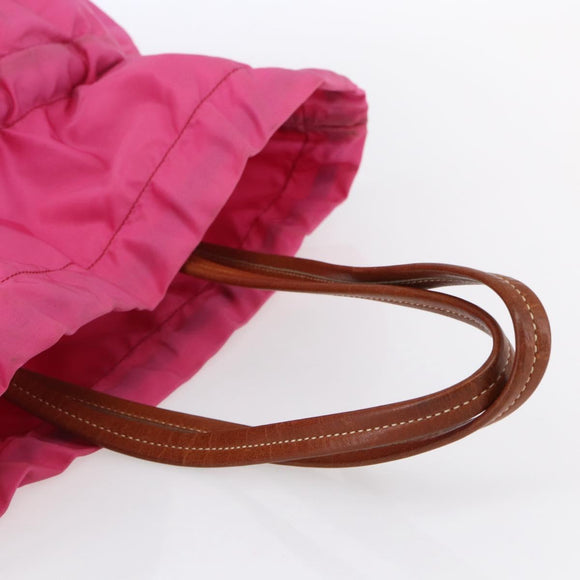 PRADA Tote Bag Nylon Pink Silver Auth 150777