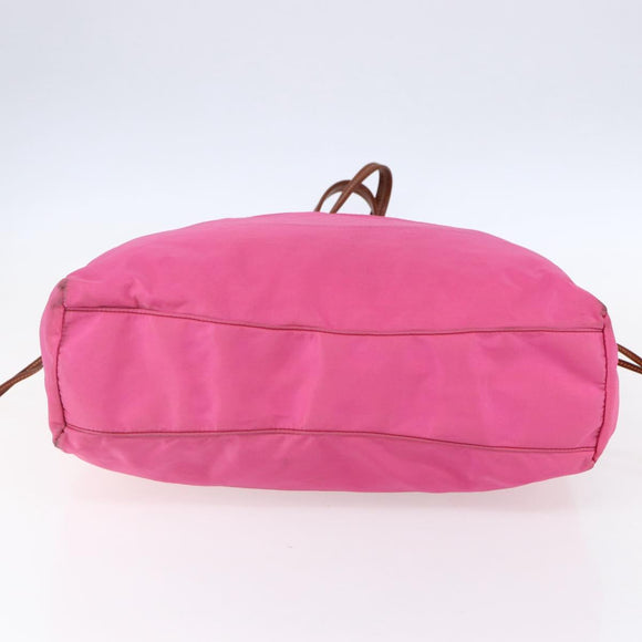 PRADA Tote Bag Nylon Pink Silver Auth 150777