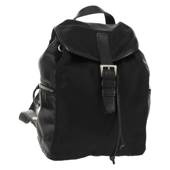 PRADA Backpack Nylon Leather Black Silver Auth 150778