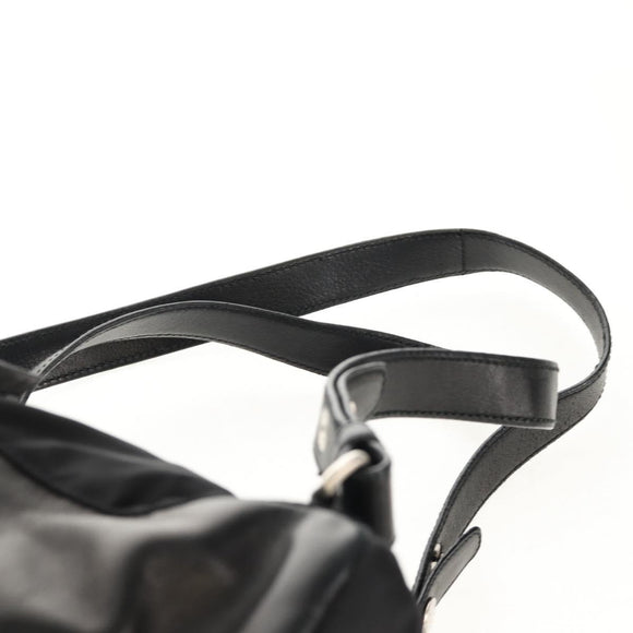 PRADA Backpack Nylon Leather Black Silver Auth 150778