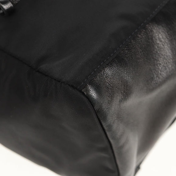 PRADA Backpack Nylon Leather Black Silver Auth 150778