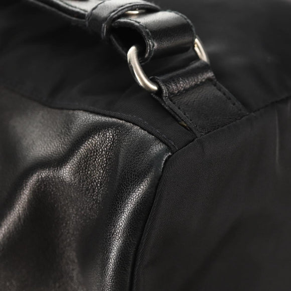 PRADA Backpack Nylon Leather Black Silver Auth 150778