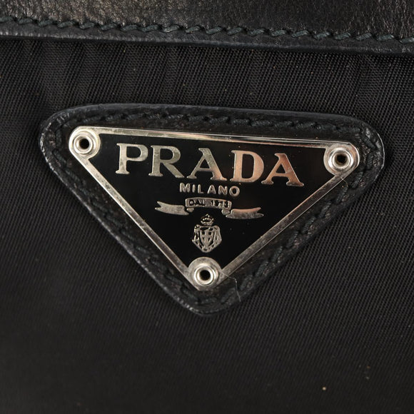 PRADA Backpack Nylon Leather Black Silver Auth 150778