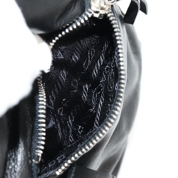 PRADA Backpack Nylon Leather Black Silver Auth 150778