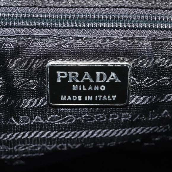 PRADA Backpack Nylon Leather Black Silver Auth 150778