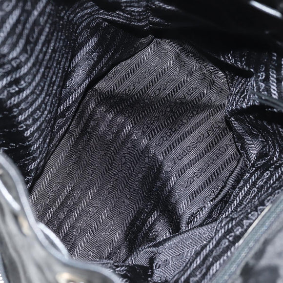 PRADA Backpack Nylon Leather Black Silver Auth 150778