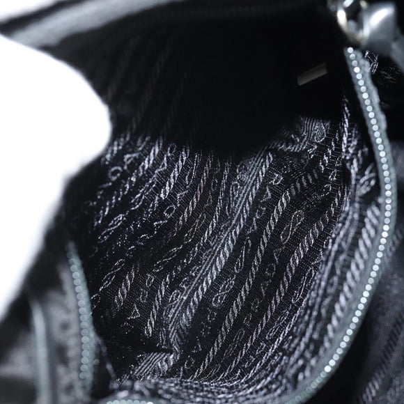 PRADA Backpack Nylon Leather Black Silver Auth 150778