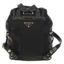 PRADA Backpack Nylon Leather Black Silver Auth 150778-2