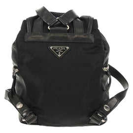 PRADA Backpack Nylon Leather Black Silver Auth 150778 - 0