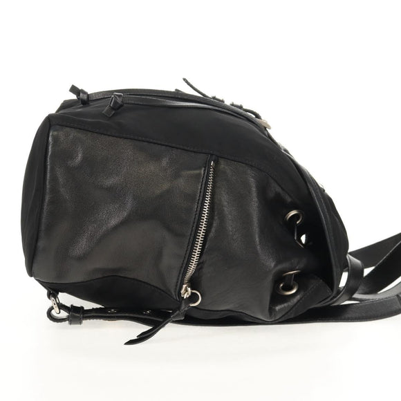 PRADA Backpack Nylon Leather Black Silver Auth 150778
