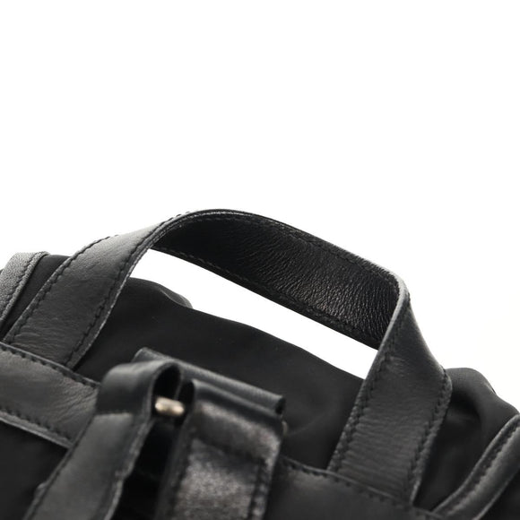 PRADA Backpack Nylon Leather Black Silver Auth 150778