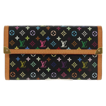 LOUIS VUITTON Monogram Multicolor Porte Tresor Wallet Black M92658 Auth 150783V - 0