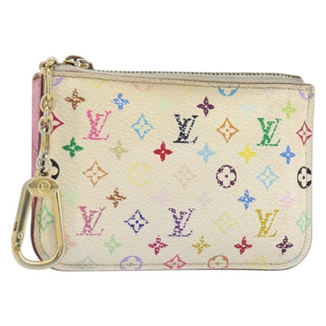 LOUIS VUITTON Multicolor Pochette Cles NM Coin Purse White M93734 LV Auth 150788
