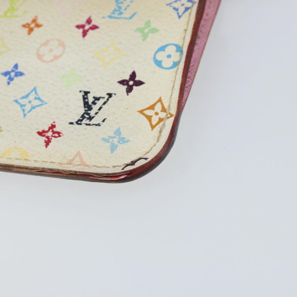 LOUIS VUITTON Multicolor Pochette Cles NM Coin Purse White M93734 LV Auth 150788